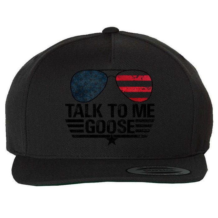 Talk To Me Goose USA Flag Sunglasses Wool Snapback Cap