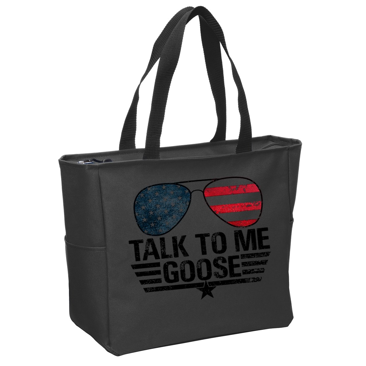 Talk To Me Goose USA Flag Sunglasses Zip Tote Bag