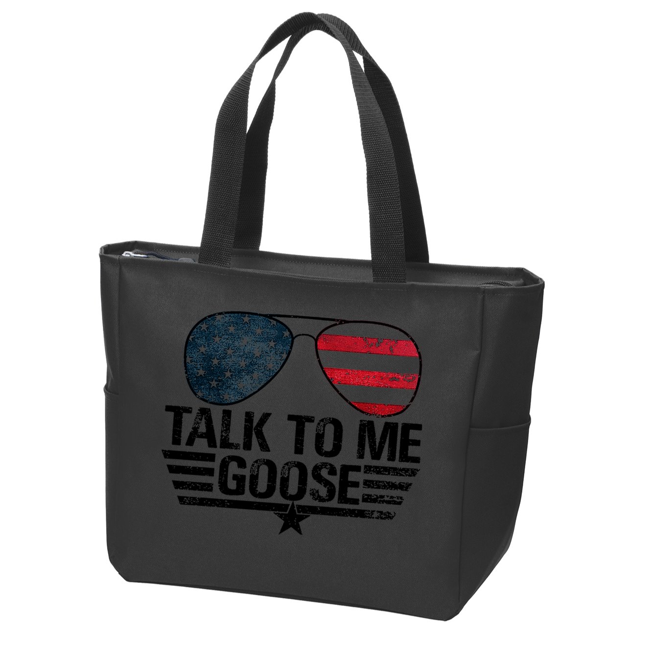Talk To Me Goose USA Flag Sunglasses Zip Tote Bag
