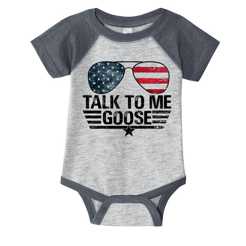 Talk To Me Goose USA Flag Sunglasses Infant Baby Jersey Bodysuit