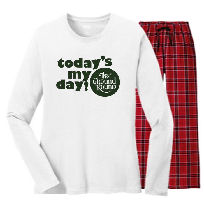 Thevic TodayS My Day The Ground Round Women's Long Sleeve Flannel Pajama Set 