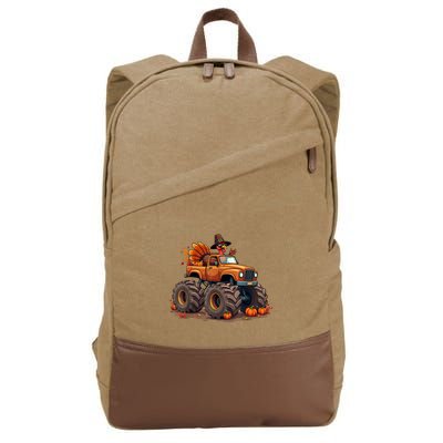 Thanksgiving Turkey Monster Truck Cotton Canvas Backpack