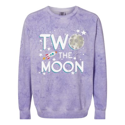 Two The Moon 2nd Birthday Gift For 2 Year Old Colorblast Crewneck Sweatshirt