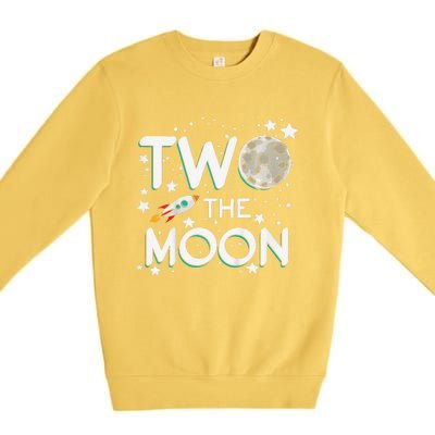 Two The Moon 2nd Birthday Gift For 2 Year Old Premium Crewneck Sweatshirt