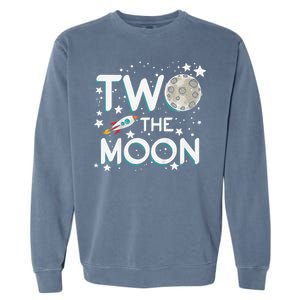 Two The Moon 2nd Birthday Gift For 2 Year Old Garment-Dyed Sweatshirt