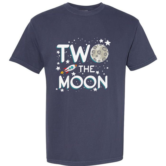 Two The Moon 2nd Birthday Gift For 2 Year Old Garment-Dyed Heavyweight T-Shirt