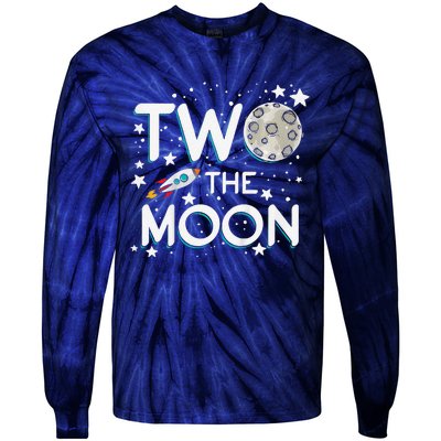 Two The Moon 2nd Birthday Gift For 2 Year Old Tie-Dye Long Sleeve Shirt