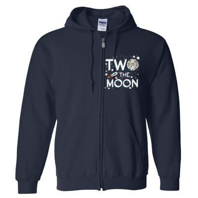 Two The Moon 2nd Birthday Gift For 2 Year Old Full Zip Hoodie