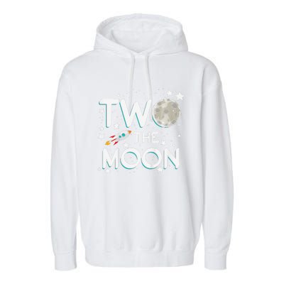 Two The Moon 2nd Birthday Gift For 2 Year Old Garment-Dyed Fleece Hoodie