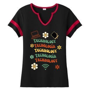 technology teacher maestro de tecnología Ladies Halftime Notch Neck Tee