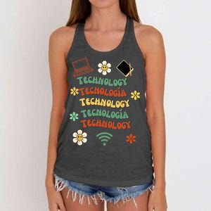 technology teacher maestro de tecnología Women's Knotted Racerback Tank