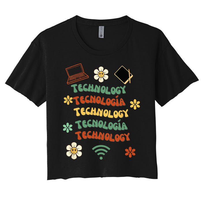 technology teacher maestro de tecnología Women's Crop Top Tee