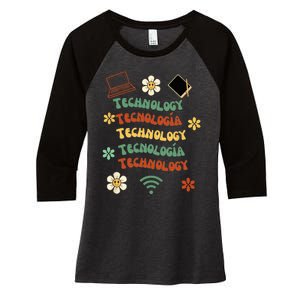 technology teacher maestro de tecnología Women's Tri-Blend 3/4-Sleeve Raglan Shirt