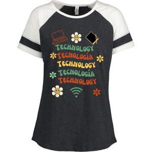 technology teacher maestro de tecnología Enza Ladies Jersey Colorblock Tee