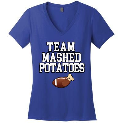 Thanksgiving Team Mashed Potatoes Football Women's V-Neck T-Shirt