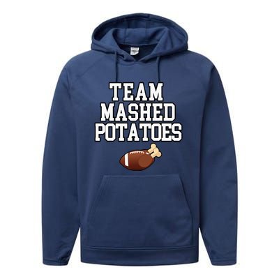 Thanksgiving Team Mashed Potatoes Football Performance Fleece Hoodie