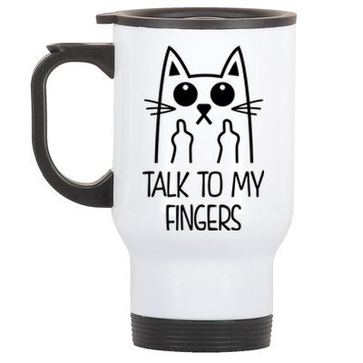 Talk To My Fingers Stainless Steel Travel Mug