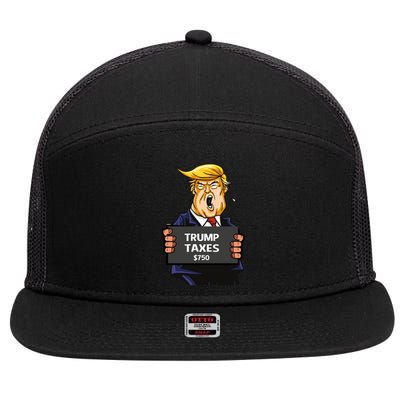 Trump Taxes Meaningful Gift Prison Mug Shot $750 Fraud Lock Him Up Gift 7 Panel Mesh Trucker Snapback Hat