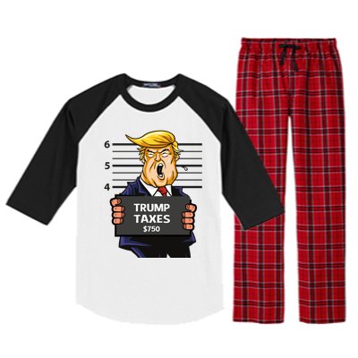 Trump Taxes Meaningful Gift Prison Mug Shot $750 Fraud Lock Him Up Gift Raglan Sleeve Pajama Set