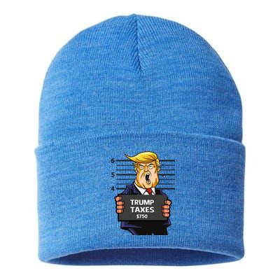 Trump Taxes Meaningful Gift Prison Mug Shot $750 Fraud Lock Him Up Gift Sustainable Knit Beanie