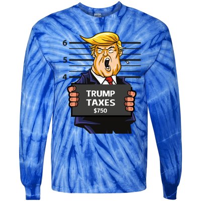 Trump Taxes Meaningful Gift Prison Mug Shot $750 Fraud Lock Him Up Gift Tie-Dye Long Sleeve Shirt