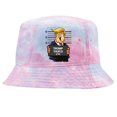 Trump Taxes Meaningful Gift Prison Mug Shot $750 Fraud Lock Him Up Gift Tie-Dyed Bucket Hat