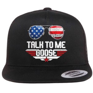 Talk To Me Goose Glasses US Flag Top Maverick Flat Bill Trucker Hat