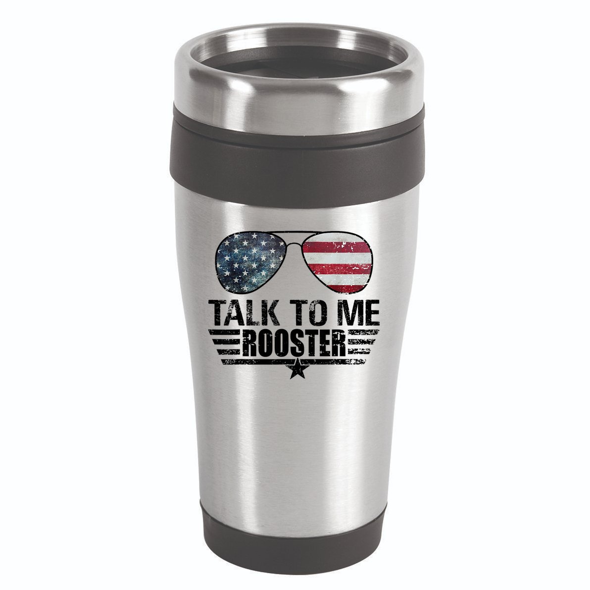 Talk To Me Rooster Sunglasses America Flag 16oz Travel Tumbler
