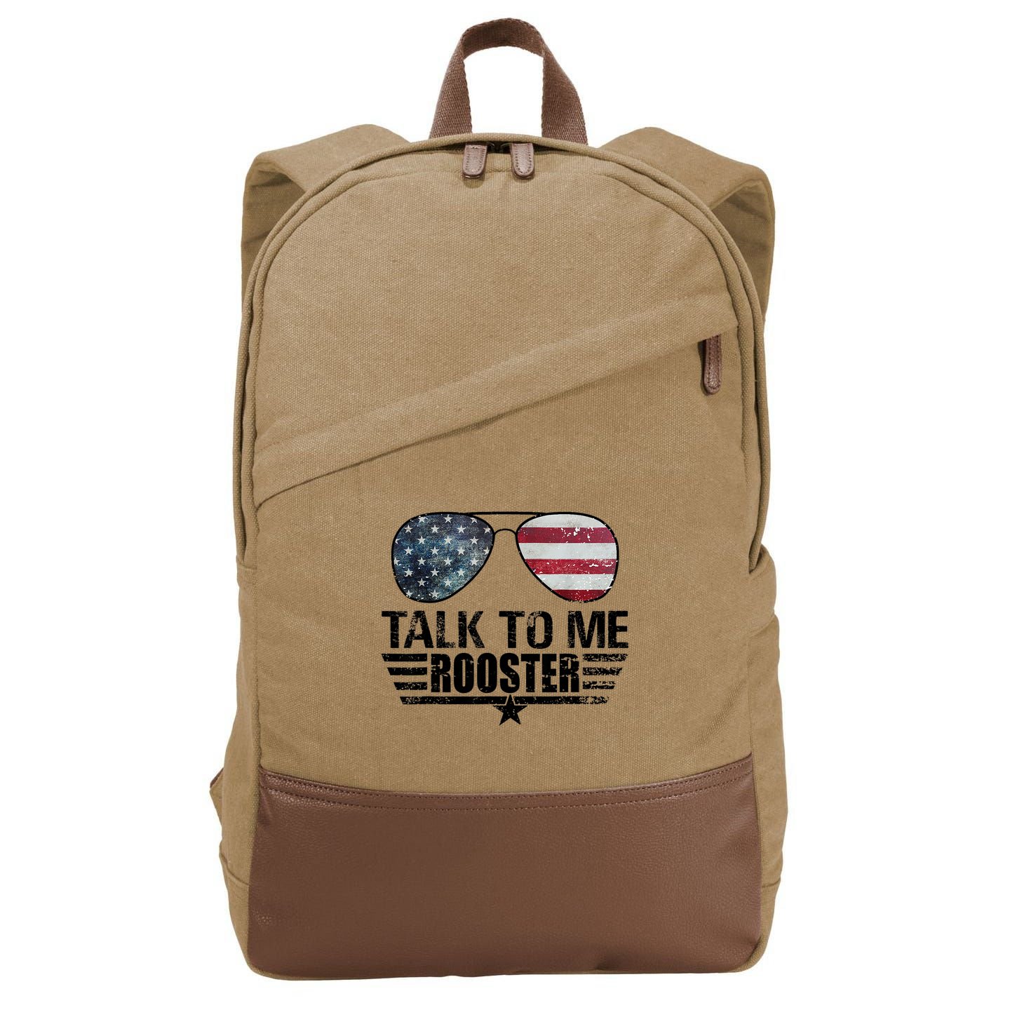 Talk To Me Rooster Sunglasses America Flag Cotton Canvas Backpack