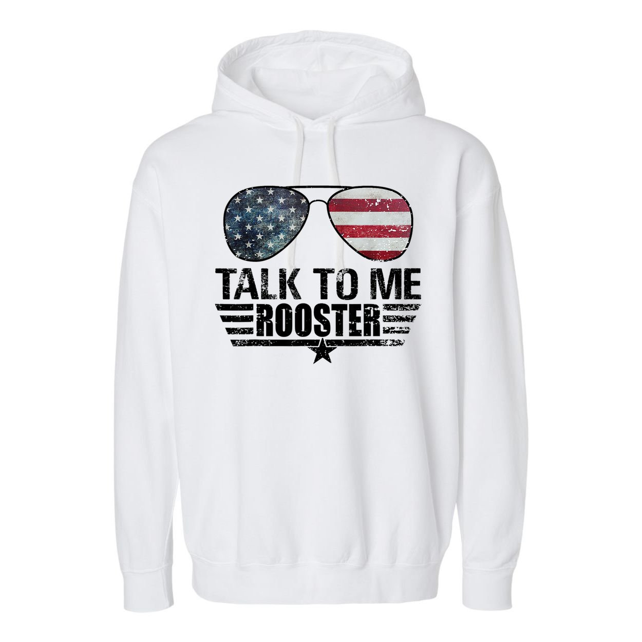 Talk To Me Rooster Sunglasses America Flag Garment-Dyed Fleece Hoodie