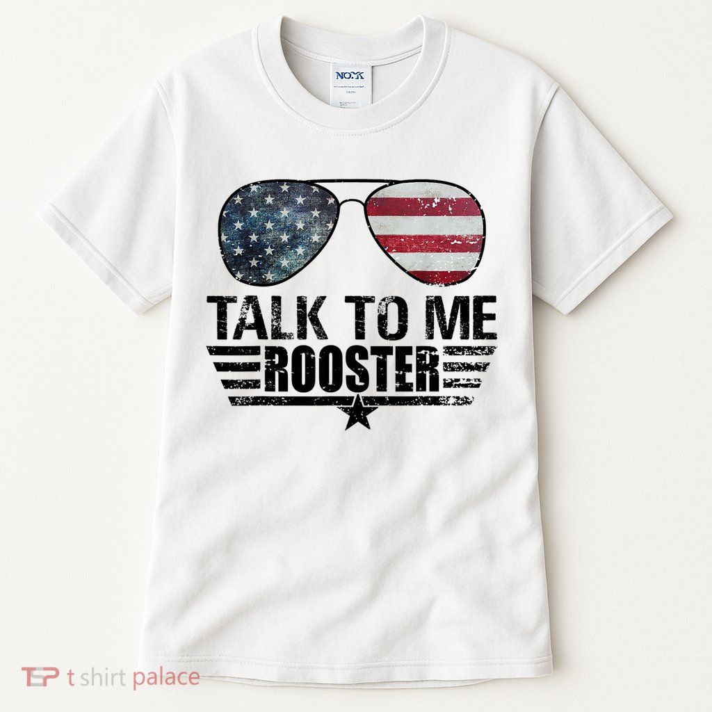 Talk To Me Rooster Sunglasses America Flag Tall T-Shirt