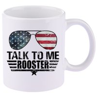 Talk To Me Rooster Sunglasses America Flag 11oz C Handle Ceramic Mug