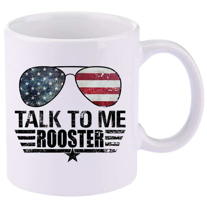 Talk To Me Rooster Sunglasses America Flag 11oz C Handle Ceramic Mug