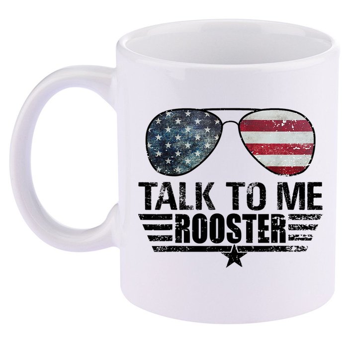 Talk To Me Rooster Sunglasses America Flag 11oz C Handle Ceramic Mug