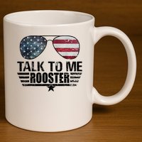 Talk To Me Rooster Sunglasses America Flag 11oz C Handle Ceramic Mug