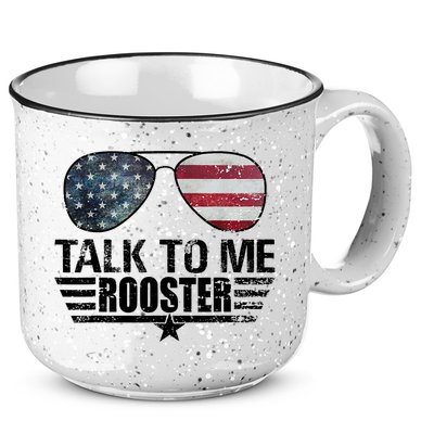Talk To Me Rooster Sunglasses America Flag 15oz Campfire Ceramic Mug