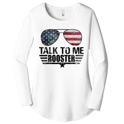 Talk To Me Rooster Sunglasses America Flag Women's Perfect Tri Tunic Long Sleeve Shirt