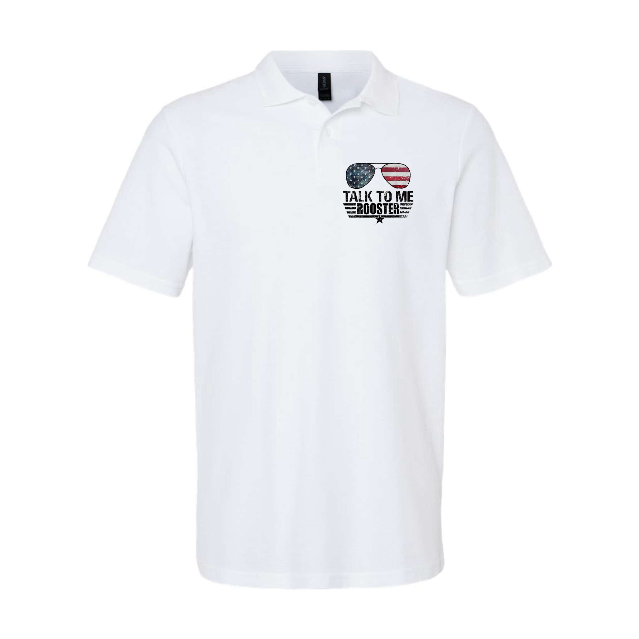Talk To Me Rooster Sunglasses America Flag Polo