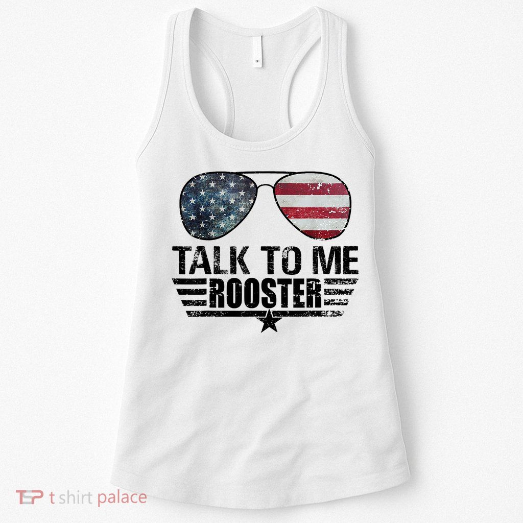 Talk To Me Rooster Sunglasses America Flag Womens Tank Top