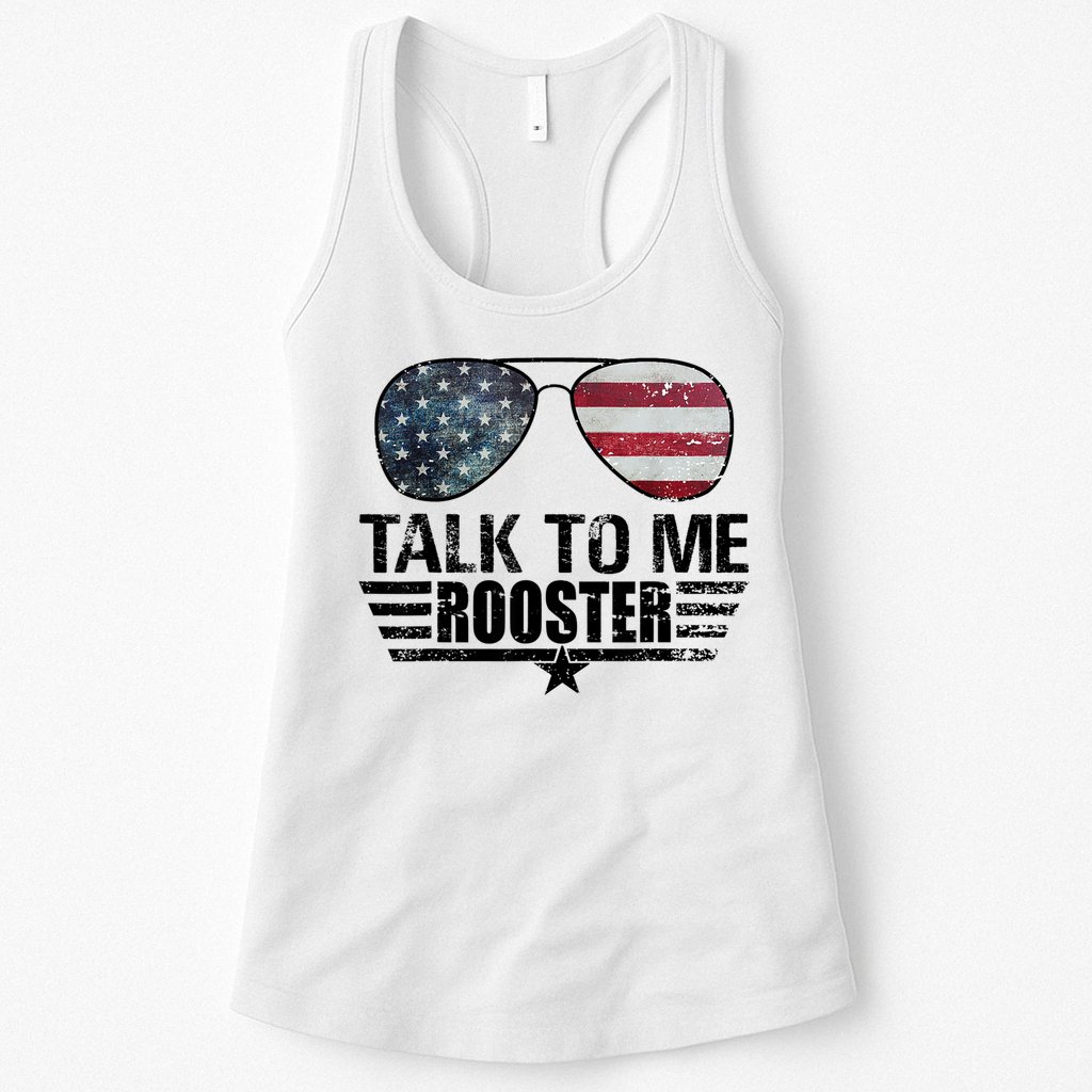 Talk To Me Rooster Sunglasses America Flag Womens Tank Top