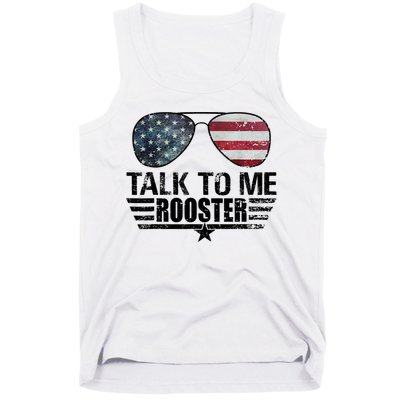 Talk To Me Rooster Sunglasses America Flag Tank Top