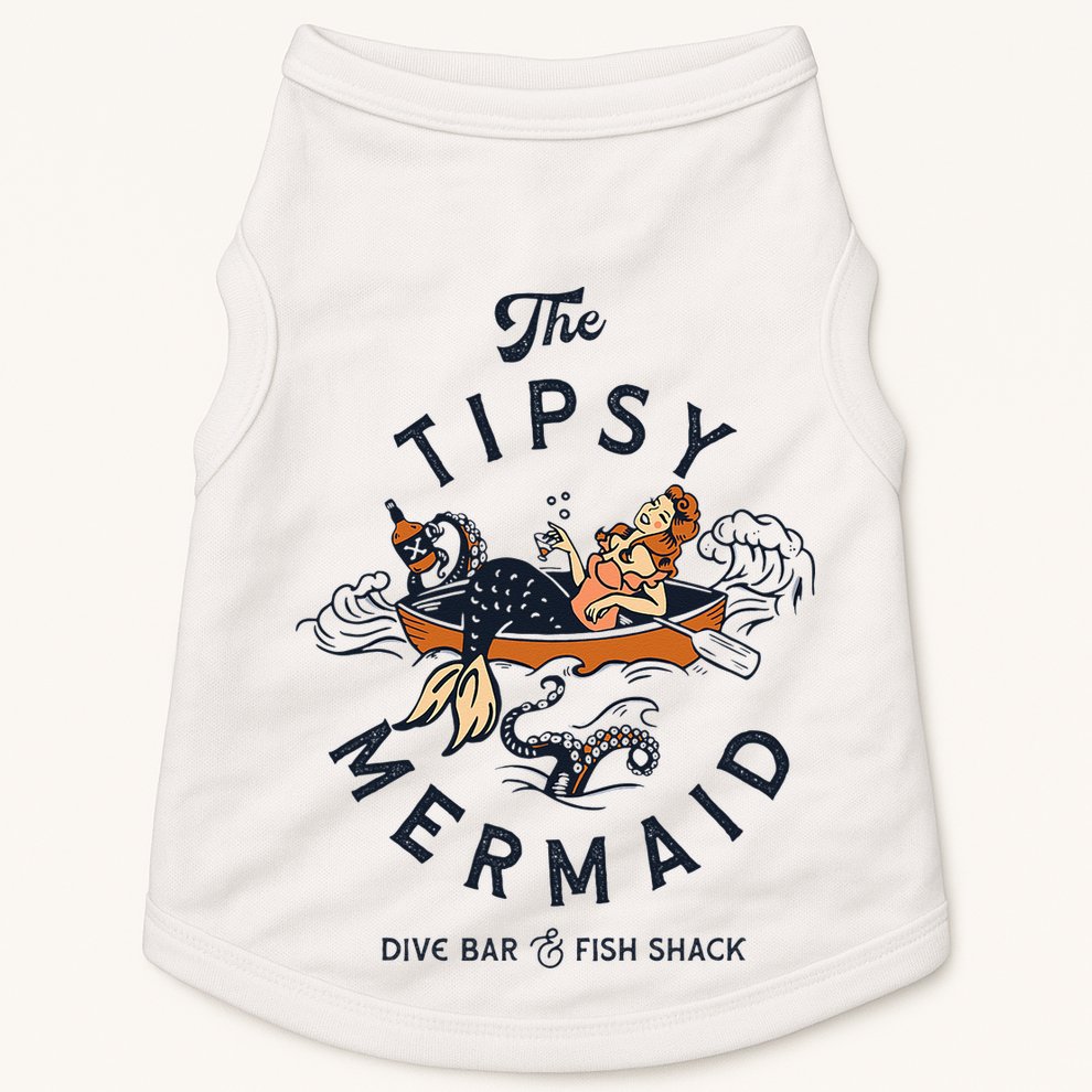 The Tipsy Mermaid Dive Bar & Fish Shack Vintage Pinup Art Doggie Tank