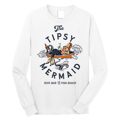 The Tipsy Mermaid Dive Bar & Fish Shack Vintage Pinup Art Long Sleeve Shirt