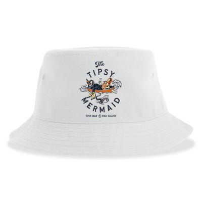 The Tipsy Mermaid Dive Bar & Fish Shack Vintage Pinup Art Sustainable Bucket Hat