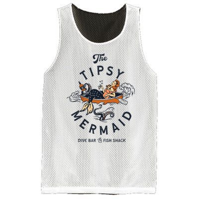 The Tipsy Mermaid Dive Bar & Fish Shack Vintage Pinup Art Mesh Reversible Basketball Jersey Tank