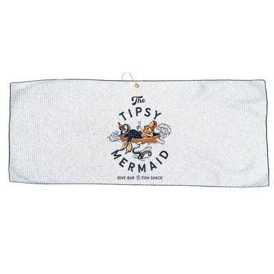 The Tipsy Mermaid Dive Bar & Fish Shack Vintage Pinup Art Large Microfiber Waffle Golf Towel