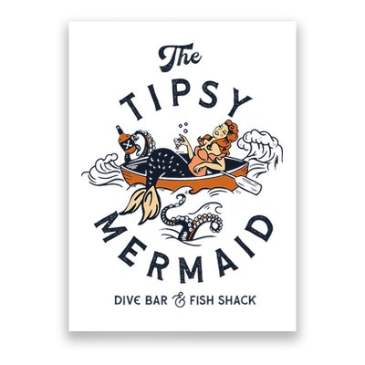 The Tipsy Mermaid Dive Bar & Fish Shack Vintage Pinup Art Poster