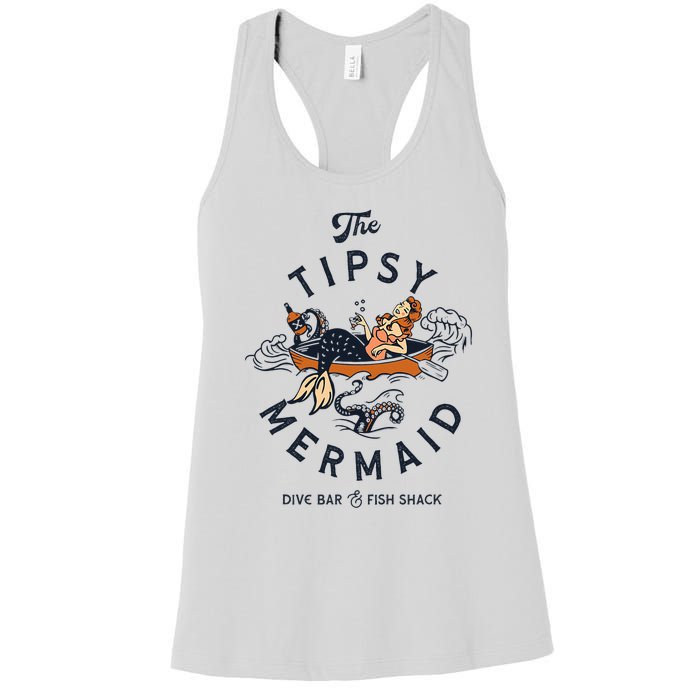 The Tipsy Mermaid Dive Bar & Fish Shack Vintage Pinup Art Women's Racerback Tank