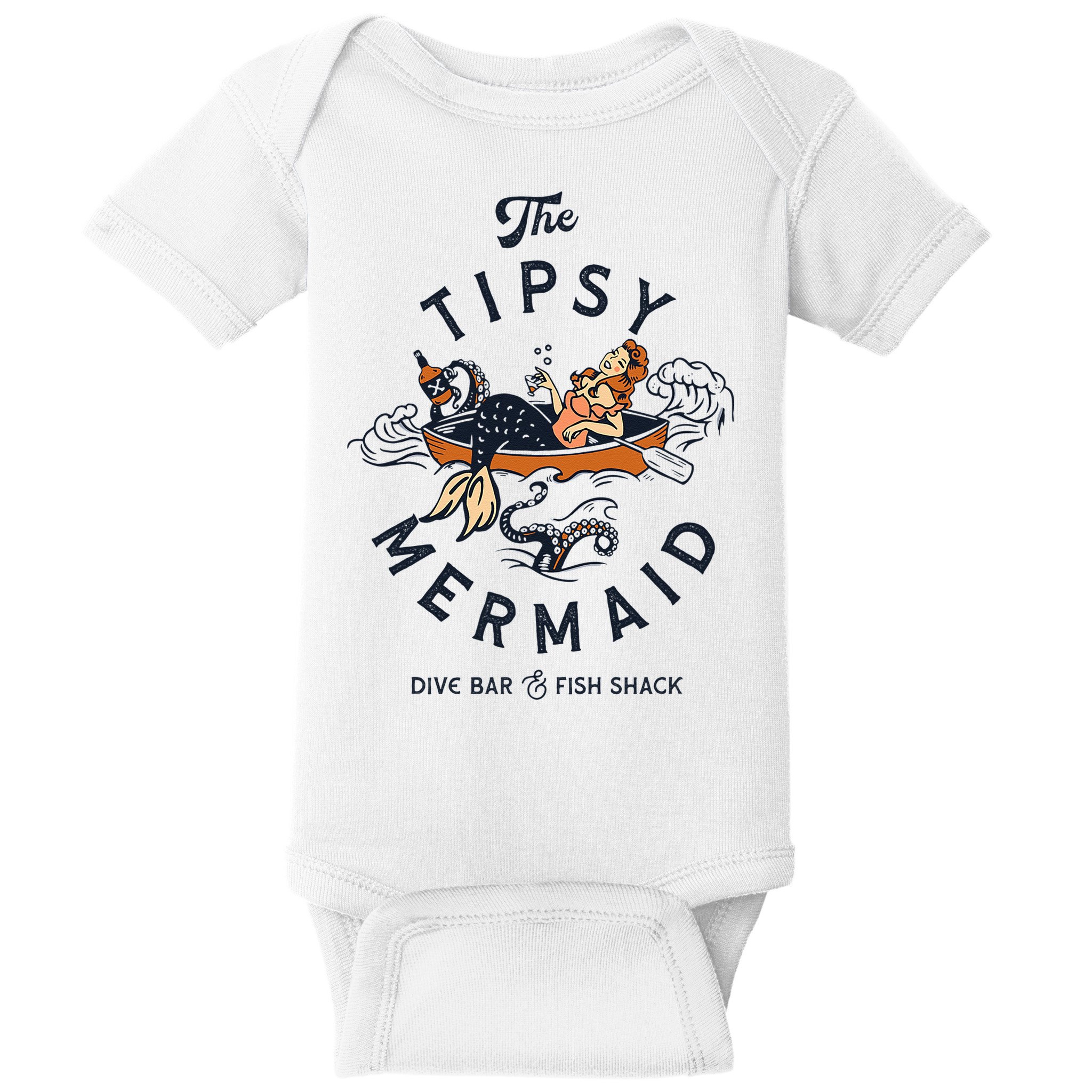 The Tipsy Mermaid Dive Bar & Fish Shack Vintage Pinup Art Baby Bodysuit