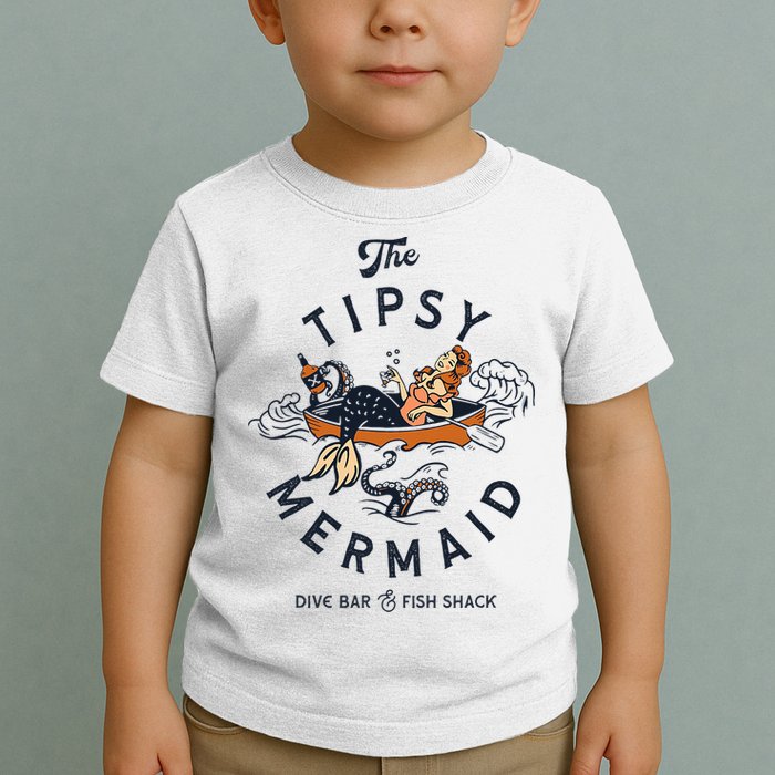 The Tipsy Mermaid Dive Bar & Fish Shack Vintage Pinup Art Toddler T-Shirt